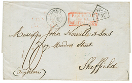 1857 CYDNUS 17 Mars 57 + Marque D' Echange FR/2F16c Sur Lettre Avec Texte De CONSTANTINOPLE Pour L' ANGLETERRE. Combinai - Poste Maritime
