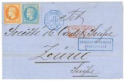 1870 20c (pd) + 40c Obl. ANCRE + CONSTANTINOPLE P. FR U N°2 + AFFRANCHISSEMENT INSUFFISANT Bleu Sur Lettre De CONSTANTIN - Maritime Post