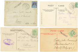 "CARTERET" : 1901/06 Lot 1 Lettre + 3 Cartes Avec Timbres ANGLAIS Obl. CARTERET MANCHE. TB. - Maritime Post