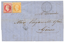 1869 40c (n°23) + 80c (n°32) Obl. GC 5079 + ALEXANDRETTE SYRIE Sur Lettre Avec Texte Daté "ALEP" Pour GENES (ITALIE). TT - Otros & Sin Clasificación