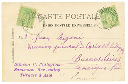 SAMSOUN Pour L' ARGENTINE : 1901 5c SAGE (x2) SAMSOUN TURQUIE Sur Carte Pour BUENOS-AIRES (ARGENTINE). TB. - Otros & Sin Clasificación