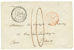 1863 Cachet Perlé SUEZ Bau FRANCAIS + Taxe 10 Sur Enveloppe Pour La FRANCE. RARE Sur Lettre Taxée. Superbe. - Otros & Sin Clasificación
