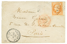 1866 40c (n°23) Pd Obl. GC 5105 + SUEZ Bau FRANCAIS Sur Enveloppe Pour PARIS. RARE. Cote 1500€. TTB. - Autres & Non Classés