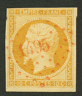 10c EMPIRE (n°13) Filet Effleuré En Haut Obl. PC 1495 En ROUGE. Frappe Superbe. - Autres & Non Classés