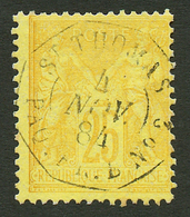 ANTILLES DANOISES : 25c SAGE Jaune Obl. ST THOMAS PAQ FRB N°2. RARE. Superbe. - Other & Unclassified