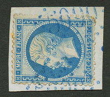 KERASSUNDE : GC 5090 Bleu Sur 20c (n°22) Obl. Sur Fragment. Cote 375€. Superbe. - Other & Unclassified