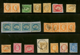 SALONIQUE : GC 5095, Cad Noir, Bleu Violet De SALONIQUE Sur 22 Timbres Dont N°16 Bande De 4, N°22 Bande De 4, 5c Empire, - Autres & Non Classés