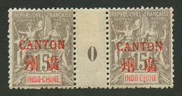 CANTON : Paire 15c (n°8) Millésime 0 Neuf * (timbres **). Cote 140€. Tirage 900. TTB. - Autres & Non Classés