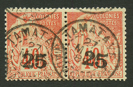 MADAGASCAR : Paire 25 S/ 40c (n°3) Obl. TAMATAVE. Cote 400€++. Superbe. - Autres & Non Classés