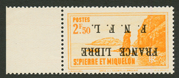 ST PIERRE ET MIQUELON : FRANCE LIBRE 2F50 Surcharge Renversée (n°270A) Neuf Sans Charnière ** Fraicheur Postale. Cote 16 - Other & Unclassified