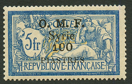 SYRIE : 100pi S/ 5F (n°43) Neuf **. Cote 585€. Timbre Rare (tirage = 750 Ex.). Signé BRUN. Superbe. - Other & Unclassified