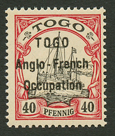 TOGO - ANGLO FRENCH OCCUPATION : 80pf (n°38) Espacement Large Neuf **. Cote 750€++. Rare Sans Charnière. Certificat SCHE - Other & Unclassified