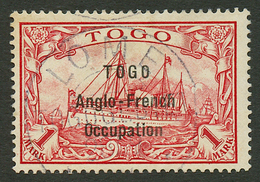 TOGO - ANGLO FRENCH OCCUPATION : 1 MARK ( N°41) Surcharge Espaçée De 3mm Oblitéré. RARE. Cote 5300€. Certificat SCHELLER - Other & Unclassified