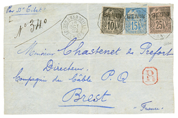 1892 10c (n°5) + 15c (n°6) + 25c (n°8) Obl. Cachet Maritime LOANGO A MARSEILLE L.M N°3 Sur DEVANT De Lettre RECOMMANDEE  - Otros & Sin Clasificación