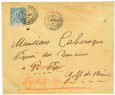 1894 GOLFE DE BENIN 15c Obl. CORRESPONDANCE MILITAIRE PORTO-NOVO BENIN Sur Env. Pour GRAND-POPO, Redirigée à L' HOPITAL  - Altri & Non Classificati