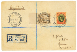 1920 KAMERUN CEF 1/2d + NORTHERN NIGERIA 4d Canc. TINTO NIGERIA On Registered Cover To SWITZERLAND. Vvf. - Altri & Non Classificati