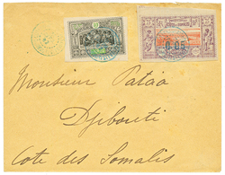 1902 0,05 S/ 75c (n°23) + OBOCK 10c (n°51) Obl. DJIBOUTI Sur Enveloppe Locale. RARE. TTB. - Autres & Non Classés