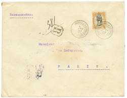 "CENTRE RENVERSE" : 1907 75c Avec Variété CENTRE RENVERSE Sur Env. De DJIBOUTI Pour PARIS (arrivée Au Verso). VARIETE Ra - Autres & Non Classés