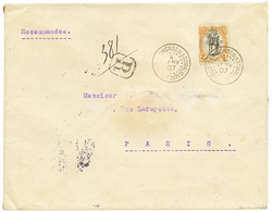 "CENTRE RENVERSE" : 1907 75c Avec Variété CENTRE RENVERSE Sur Env. De DJIBOUTI Pour PARIS (arrivée Au Verso). VARIETE Ra - Other & Unclassified