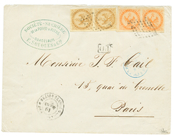 1869 Paire 10c AIGLE + Paire 40c AIGLE Sur Enveloppe De POINTE A PITRE Pour PARIS. Signé CALVES. TB. - Other & Unclassified