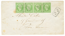 1872 Rare Bande De 4 Du 5c EMPIRE (timbre De Gauche Petit Defaut) + P.P Sur Enveloppe (pd) Pour BASSE-TERRE. Certificat  - Autres & Non Classés