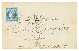 1873 CG 25c CERES TB Margé Obl. GUYANE CAYENNE Sur Lettre (1 Rabat Absent) Pour BORDEAUX. RARE. TB. - Other & Unclassified