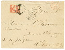 1877 CG 40c SAGE (pd) ObL GUYANE CAYENNE + COL. FR PAQ FR C N°1 En Rouge Sur Env. Pour La FRANCE. TB. - Other & Unclassified