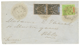 1902 5c + 10c (x2) Obl. VAPEUR N°19 COCHINCHINE Sur Enveloppe Pour La SUISSE. Verso, Cachet LAOS. TB. - Other & Unclassified