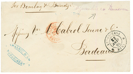 "MANQUE DE TIMBRES" : 1882 Mention Manuscrite "AFFRANCHIE En NUMERAIRE" + INDE PONDICHERY Sur Enveloppe Pour BORDEAUX. S - Autres & Non Classés