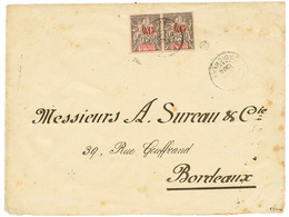 1904 0,15 S/ 25c (x2) Obl. INDE PONDICHERY Sur Enveloppe (double Port) Pour La FRANCE. Timbres Trés Rares Sur Lettre (co - Other & Unclassified