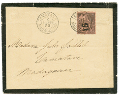 1893 15 S/ 25c(n°5A) Surcharge Verticale Obl. TAMATAVE Sur Enveloppe Locale. TB. - Autres & Non Classés