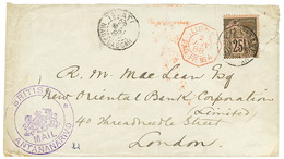 1888 COLONIES GENERALES 25c Obl. TAMATAVE MADAGASCAR + Cachet Violet BRITISH MAIL ANTANANARIVO Sur Enveloppe Pour L' ANG - Autres & Non Classés