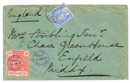 1895 BRITISH INLAND MAIL 4d Obl. BRITISH MAIL ANTANANARIVO + NATAL 2 1/2d Obl. DURBAN Sur Enveloppe Pour L' ANGLETERRE.  - Autres & Non Classés