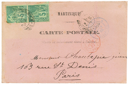 1882 CG 5c (x2) Obl. Sur CARTE PRECURSEUR De FORT DE FRANCE Pour PARIS. Jaunie Au Verso. TB. - Autres & Non Classés