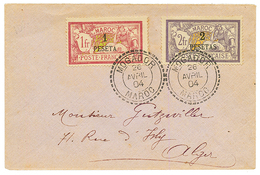 1904 MERSON 1p S/ 1F + 2p S/ 2F Obl. MOGADOR MAROC Sur Enveloppe Pour L' ALGERIE. RARE. Superbe. - Other & Unclassified