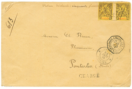 1898 75c (x2) Obl. REUNION ST DENIS Sur Env. CHARGEE (VD = 50F) Pour La FRANCE. RARE. TTB. - Autres & Non Classés