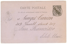 1893 Entier 10c Surchargé TAHITI Obl. PAPEETE TAITI Pour SAN FRANCISCO (USA). TB. - Other & Unclassified
