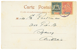 1907 OCEANIE 10c S/ 15c + 10c Obl. PAPEETE TAHITI Sur Carte Pour L' AUSTRALIE. TB Combinaison. TB. - Other & Unclassified