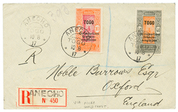 1917 Occup. FRANCO ANGLAISE 10c + 40c Obl. Cachet Allemand ANECHO TOGO Sur Env. RECOM. Pour L' ANGLETERRE. Verso, ACCRA  - Other & Unclassified