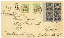 1901 1/2a S/ 5c (x2) + 1a S/ 10c Bloc De 4 (rare) Obl. ZANZIBAR Sur Enveloppe RECOMMANDEE Pour L' ALLEMAGNE. RARE. Super - Other & Unclassified