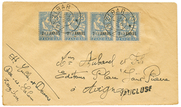 1904 2 1/2 ANNAS S/ 25c Bande De 4 Obl. ZANZIBAR Sur Enveloppe Pour La FRANCE. TTB. - Other & Unclassified