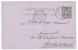 1889 FRANCE Entier 10c SAGE Obl. ZANZIBAR Pour L' ALLEMAGNE. Léger Pli. Superbe. - Other & Unclassified