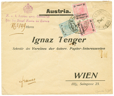 CANEA : 1905 5c + 10c (x2) Canc. I.R SPEDIZIONE POSTAL CANEA On Consular Envelope To WIEN. Vf. - Oriente Austriaco
