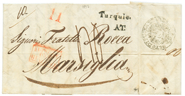 CONSTANTINOPLE : 1837 TURQUIE + A.T On Entire Letter From CONSTANTINOPLE To FRANCE. Verso, Disinfected Cachet. Vvf. - Levant Autrichien