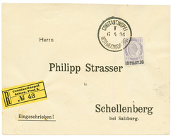 CONSTANTINOPLE : 1896 10 PIASTER Canc. CONSTANTINOPEL On REGISTERED Envelope To SALZBURG. Superb. - Oostenrijkse Levant