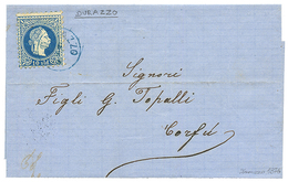 DURAZZO : 1876 10 Soldi Canc. DURAZZO In Blue On Cover To CORFU. RARE. Vvf. - Oriente Austriaco