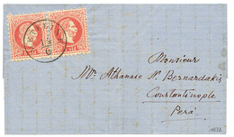 METELINE : 1873 Superb Pair 5 SOLDI Canc. METELINE On Entire Letter To CONSTANTINOPLE. Vvf. - Levant Autrichien