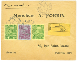 SCIO : 1914 10p (x2) + 60p Canc. SCIO On REGISTERED Envelope To FRANCE. Scarce. Superb. - Levant Autrichien