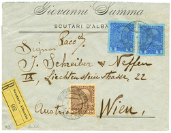 SCUTARI ALBANIA : 1913 30p + 1P (x2) Canc. SCUTARI In ALBANIA On REGISTERED Envelope To AUSTRIA. Vvf. - Eastern Austria