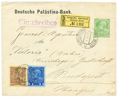 TRIPOLI SYRIA : 1911 P./Stat 10p (DEUTSCHE PALASTINA BANK) + 30p + 1P Canc. TRIPOLIS SYRIEN Sent REGISTERED To BUDAPEST  - Eastern Austria
